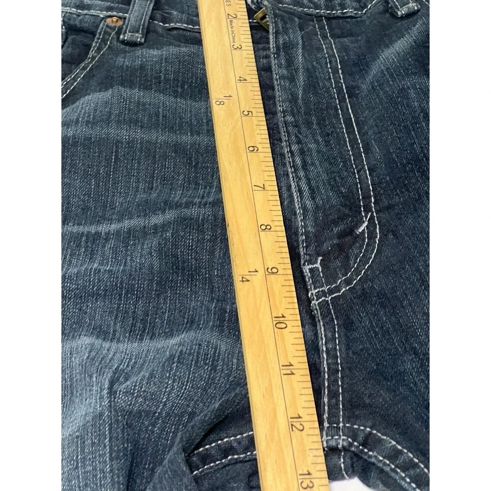 Levis 505 Jeans Mens 34X29 Blue Straight Leg Distressed Dark Wash 5 Pocket Denim
